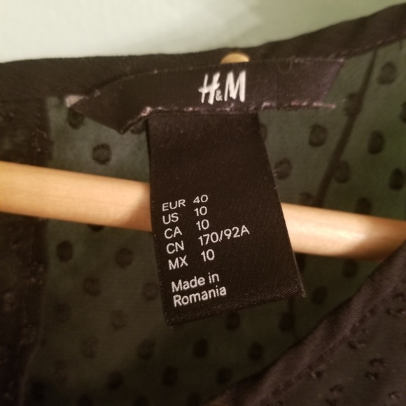 H&M black sheer peplum top large size 10 - Picture 3 of 6